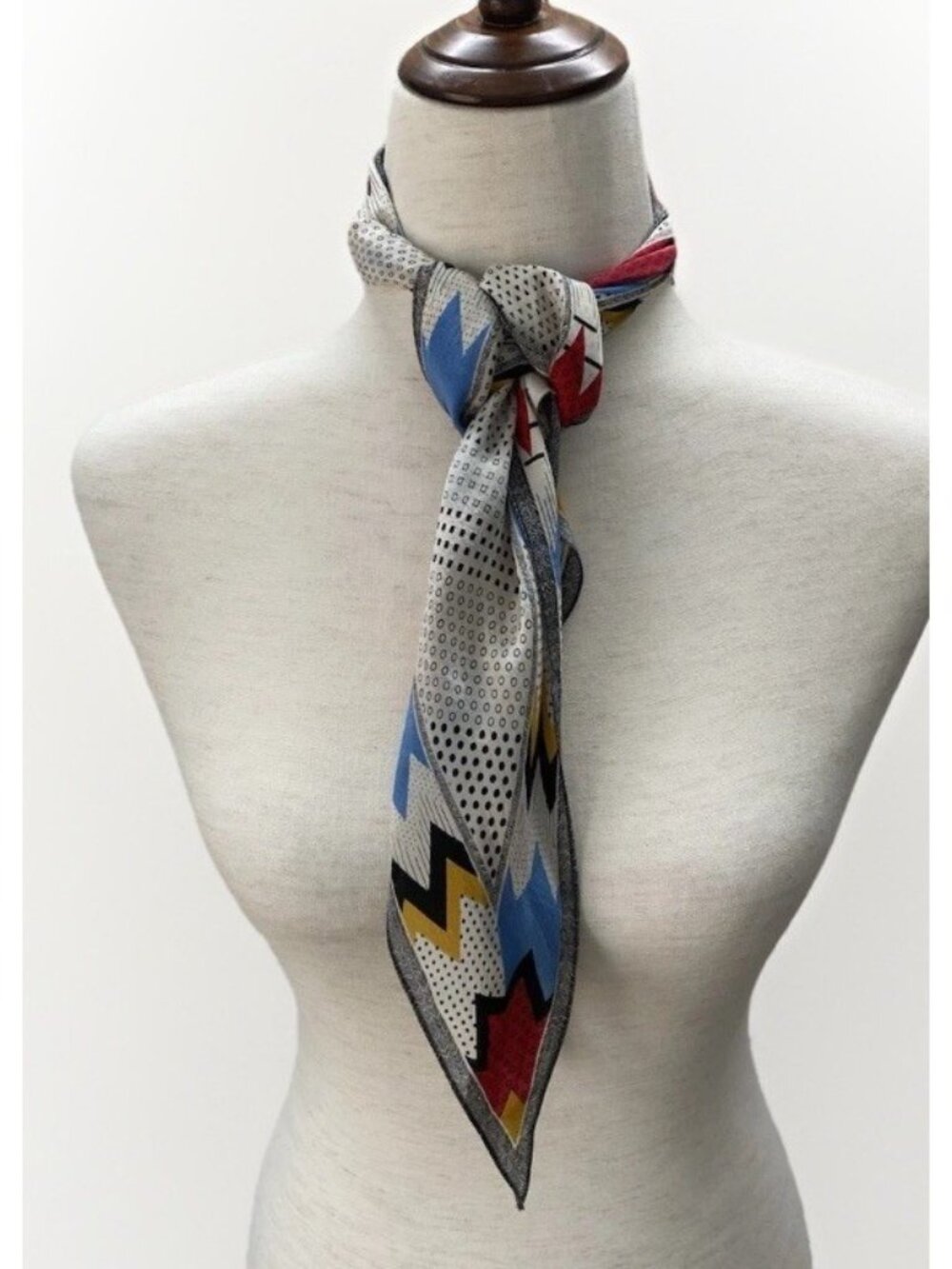 Vintage Albert Nipon XIIX Karat Silk Scarf 62 Inch Geometric Dots Japan 1970s - Picture 2 of 16